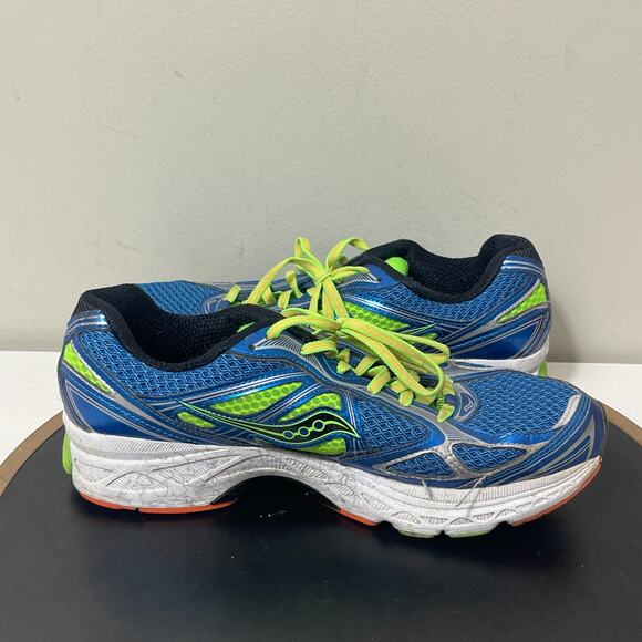 Saucony Guide 7 Running Shoes Men 9.5 Blue Neon Green Cushioned‎ Power Grid - Picture 7 of 11